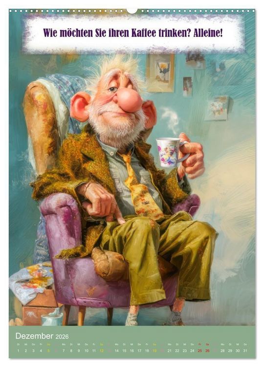Produktbild: Kaffeezeit - Humor und Spr&uuml;che (Wandkalender 2026 DIN A2 hoch), CALVENDO Monatskalender