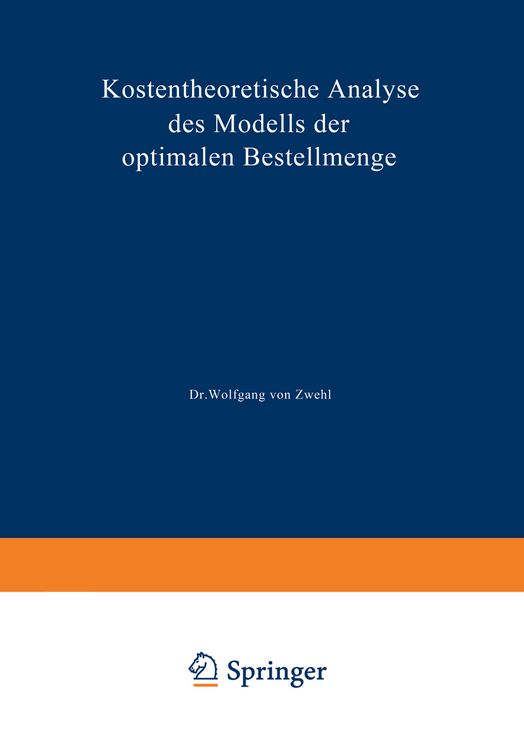 Produktbild: Kostentheoretische Analyse des Modells der optimalen Bestellmenge