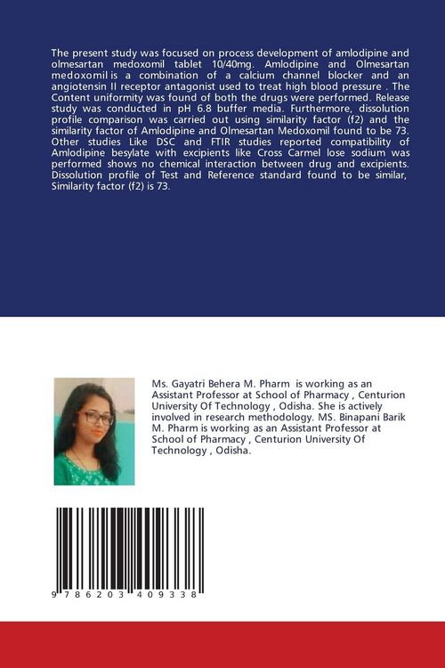 Produktbild: Process Development of Amlodipine and Olmesartan Medoxomil Tablets