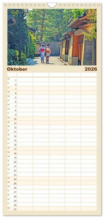 Produktbild: Familienplaner 2026 - Japan entdecken Tokio, Osaka & mehr mit 5 Spalten (Wandkalender, 21 x 45 cm) CALVENDO