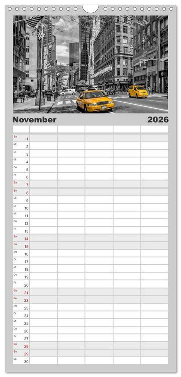 Produktbild: Familienplaner 2026 - NEW YORK Urbaner Flair mit 5 Spalten (Wandkalender, 21 x 45 cm) CALVENDO