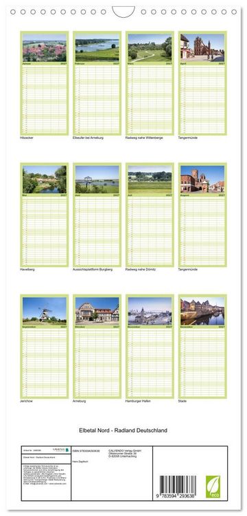 Produktbild: Familienplaner 2027 - Elbetal Nord - Radland Deutschland mit 5 Spalten (Wandkalender, 21 x 45 cm) CALVENDO