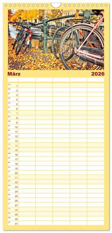 Produktbild: Familienplaner 2026 - Stadtfahrrad mit 5 Spalten (Wandkalender, 21 x 45 cm) CALVENDO