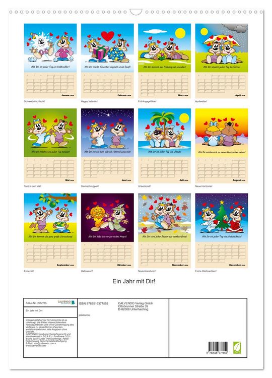 Produktbild: Ein Jahr mit Dir! (Wandkalender 2026 DIN A2 hoch), CALVENDO Monatskalender