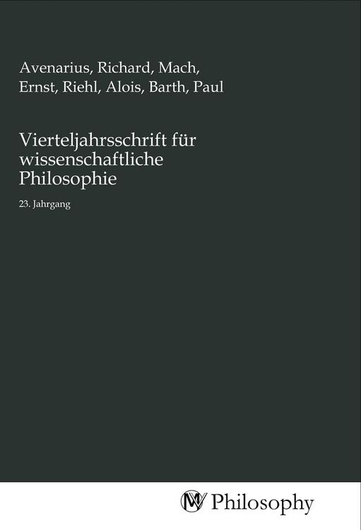 Produktbild: Vierteljahrsschrift f&uuml;r wissenschaftliche Philosophie