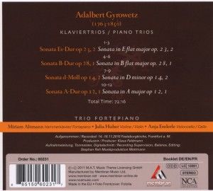 Produktbild: Gyrowetz: Klaviertrios
