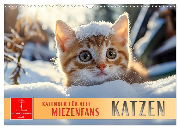 Produktbild: Katzen - Kalender f&uuml;r alle Miezenfans (Wandkalender 2026 DIN A3 quer), CALVENDO Monatskalender