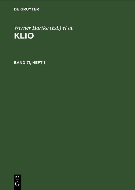 Produktbild: Klio. Band 71, Heft 1