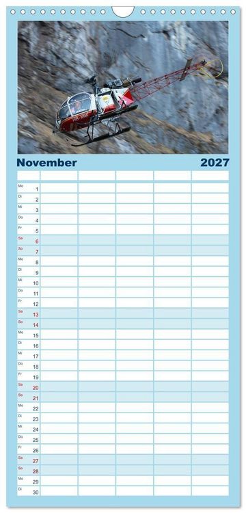 Produktbild: Familienplaner 2027 - Helikopter in der Luft mit 5 Spalten (Wandkalender, 21 x 45 cm) CALVENDO