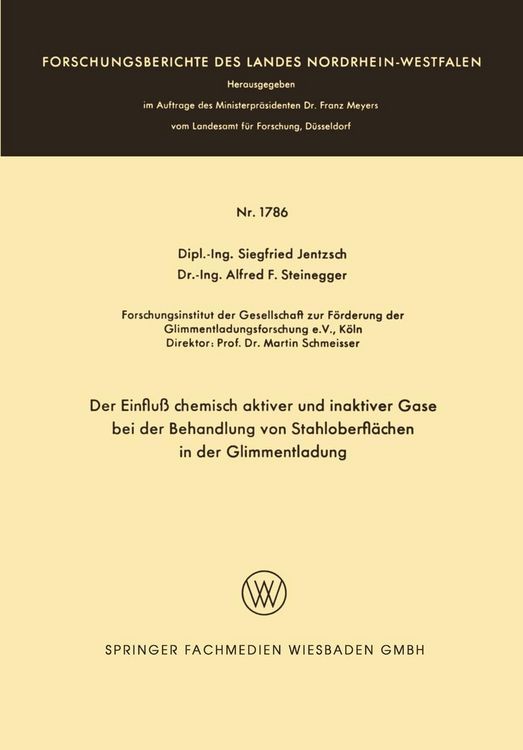 Produktbild: Der Einflu&szlig; chemisch aktiver und inaktiver Gase bei der Behandlung von Stahloberfl&auml;chen in der Glimmentladung