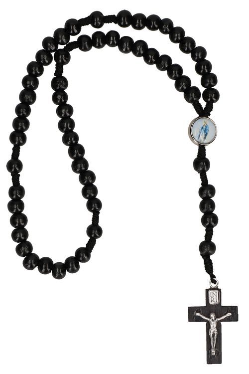 Produktbild: Rosenkranz mit schwarze Holzperlen, gekn&uuml;pft