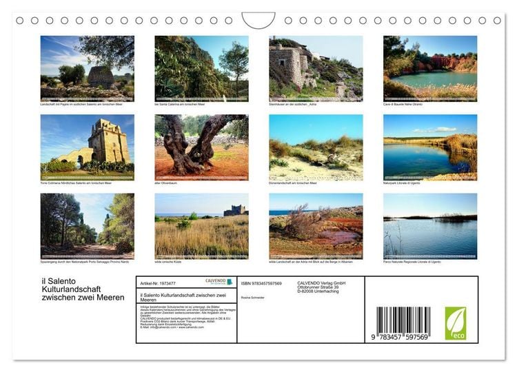 Produktbild: il Salento Kulturlandschaft zwischen zwei Meeren (Wandkalender 2026 DIN A4 quer), CALVENDO Monatskalender