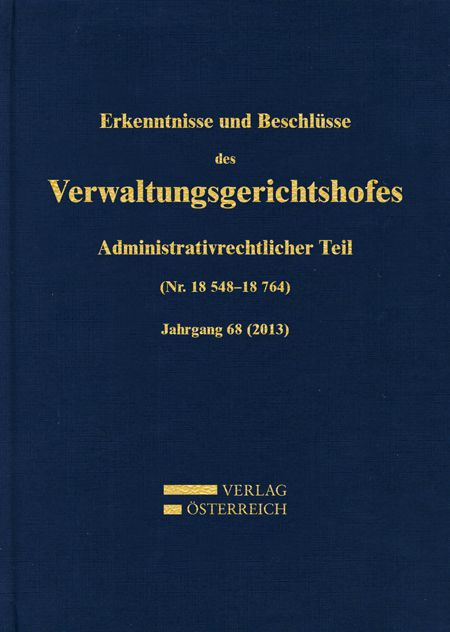 Produktbild: Erkenntnisse und Beschl&uuml;sse des Verwaltungsgerichtshofes