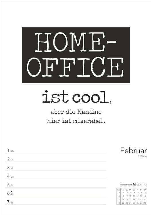 Produktbild: Typo-Spr&uuml;che-Kalender s/w Wochenplaner 2027 - mit 53 witzigen Spr&uuml;chen