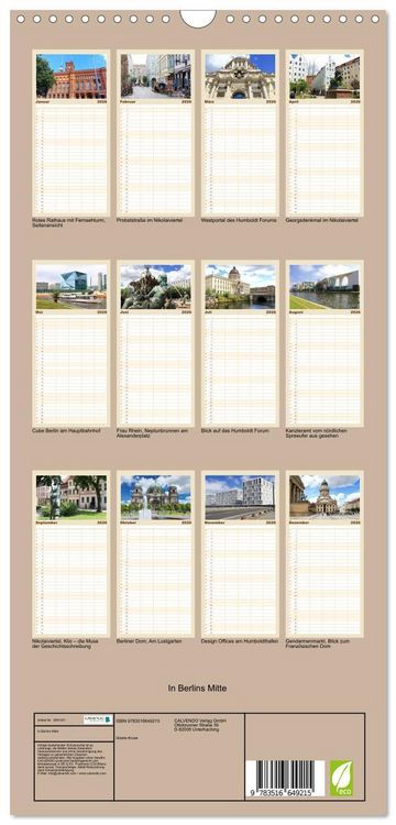 Produktbild: Familienplaner 2026 - In Berlins Mitte mit 5 Spalten (Wandkalender, 21 x 45 cm) CALVENDO