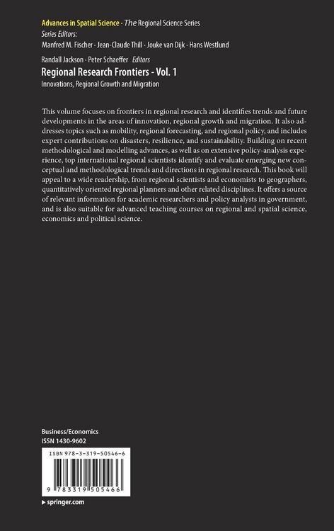 Produktbild: Regional Research Frontiers - Vol. 1