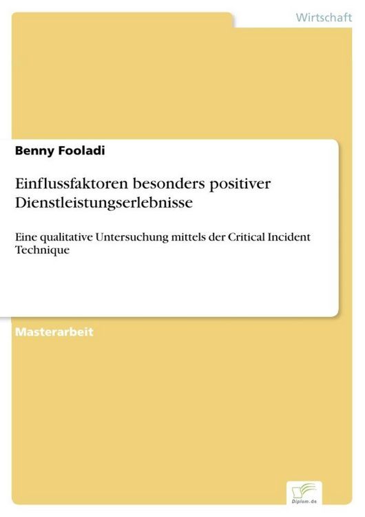 Produktbild: Einflussfaktoren besonders positiver Dienstleistungserlebnisse