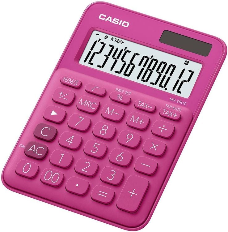 Produktbild: Casio MS-20UC Tischrechner Rot Display (Stellen): 12 solarbetrieben, batteriebetrieben (B x H x T) 105 x 23 x 149.5 mm