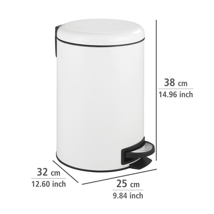 Produktbild: Treteimer Mod. Leman Easy Close Wei&szlig; 12 L, mit herausnehmbarem Einsatz