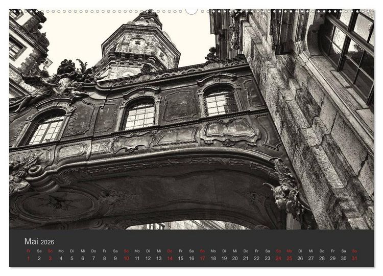 Produktbild: Dresden Schwarz Weiss 2026 (hochwertiger Premium Wandkalender 2026 DIN A2 quer), Kunstdruck in Hochglanz