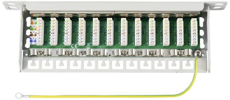 Produktbild: Renkforce RF-4996628 12 Port Patch-Panel 254mm (10") CAT 6a 0.5 HE Grau Best&uuml;ckt