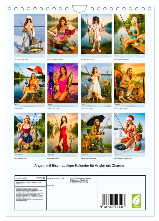 Produktbild: Angeln mit Biss - Lustiger Kalender f&uuml;r Angler mit Charme (Wandkalender 2026 DIN A4 hoch), CALVENDO Monatskalender