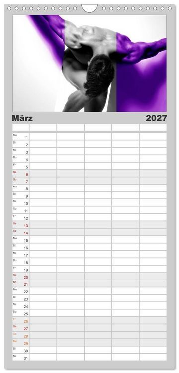 Produktbild: Familienplaner 2027 - Naked men behind the colors &ndash; &Auml;sthetische Aktfotografien mit 5 Spalten (Wandkalender, 21 x 45 cm) CALVENDO
