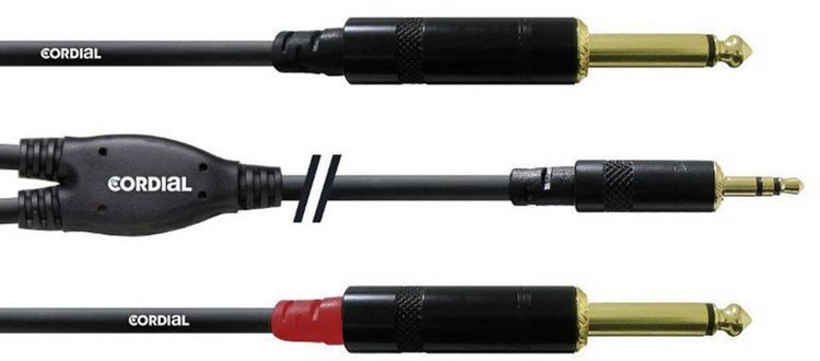 Produktbild: Cordial CFY3WPP Audio Adapterkabel [1x Klinkenstecker 3.5 mm - 2x Klinkenstecker 6.35 mm] 3.00 m Schwarz