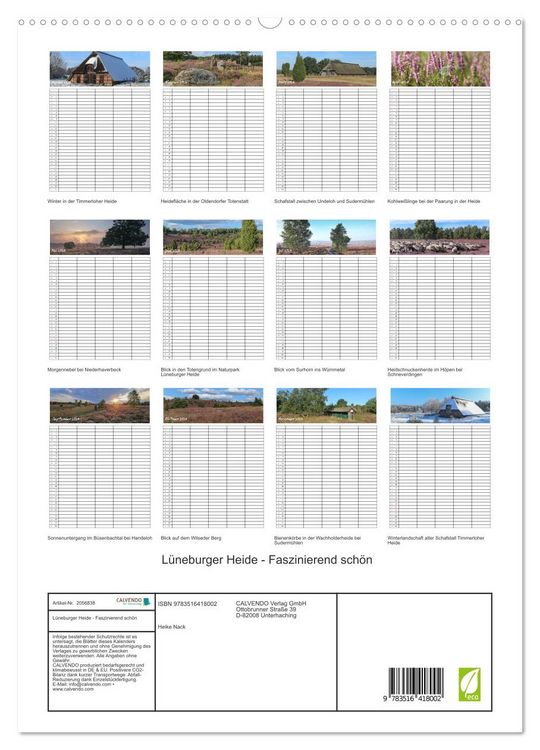 Produktbild: L&uuml;neburger Heide - Faszinierend sch&ouml;n (hochwertiger Premium Wandkalender 2026 DIN A2 hoch), Kunstdruck in Hochglanz