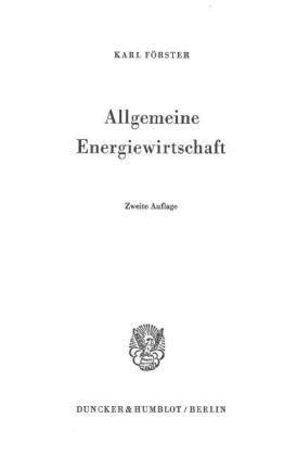 Produktbild: Allgemeine Energiewirtschaft.