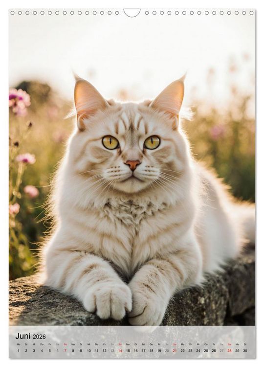 Produktbild: Maine Coon Kalender - Majest&auml;tische Katzen in der Natur (Wandkalender 2026 DIN A3 hoch), CALVENDO Monatskalender