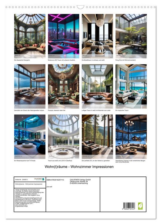 Produktbild: Wohn(t)r&auml;ume - Wohnzimmer Impressionen (Wandkalender 2026 DIN A2 hoch), CALVENDO Monatskalender