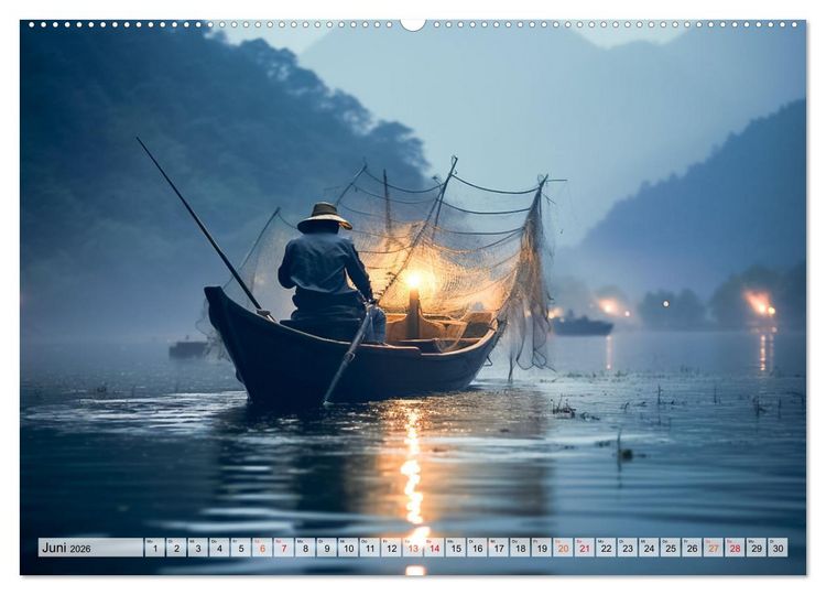Produktbild: Angeln und Fischen Impressionen (hochwertiger Premium Wandkalender 2026 DIN A2 quer), Kunstdruck in Hochglanz