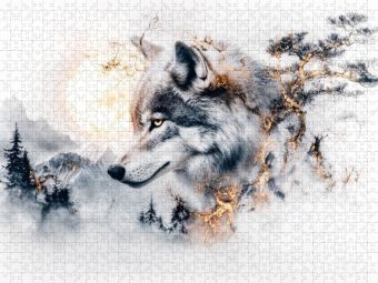 Produktbild: CALVENDO Puzzle Im Schatten des Mondlichts erwacht der Wolf zum Leben | 1000 Teile Lege-Gr&ouml;&szlig;e 64x48cm Foto-Puzzle f&uuml;r gl&uuml;ckliche Stunden