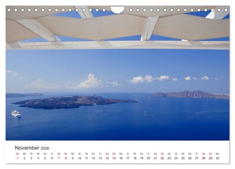 Produktbild: Santorini Fira & Firostefani (Wandkalender 2026 DIN A4 quer), CALVENDO Monatskalender