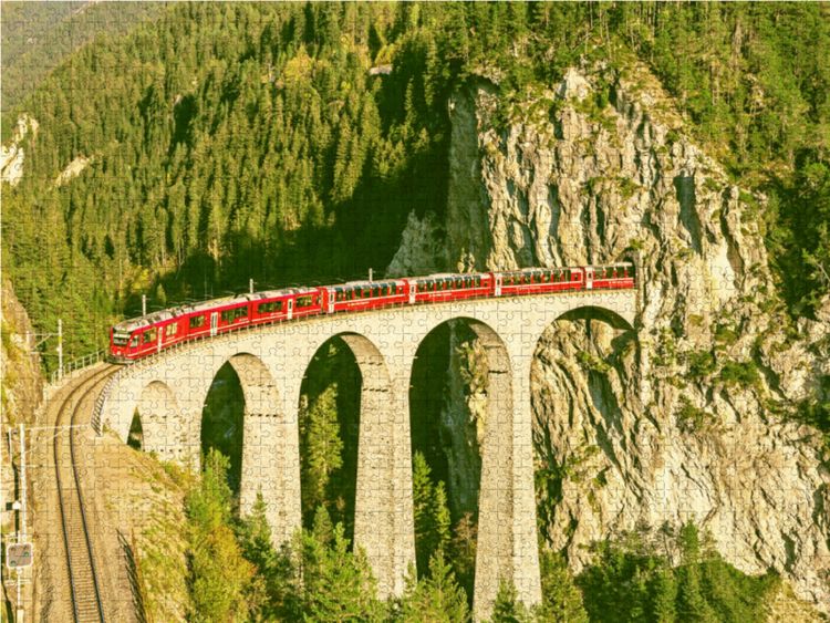 Produktbild: CALVENDO Puzzle Landwasserviadukt bei Filisur, Schweiz. 1000 Teile Lege-Gr&ouml;&szlig;e 64 x 48 cm Foto-Puzzle Bild von CALVENDO