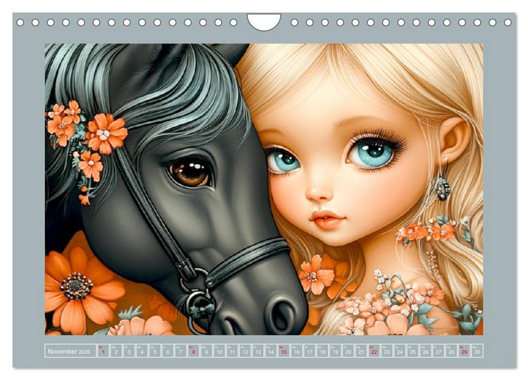 Produktbild: Vertr&auml;umte M&auml;dchen. Tiere, Blumen, Liebe. (Wandkalender 2026 DIN A4 quer), CALVENDO Monatskalender