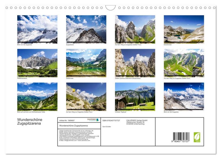 Produktbild: Wundersch&ouml;ne Zugspitzarena (Wandkalender 2026 DIN A3 quer), CALVENDO Monatskalender