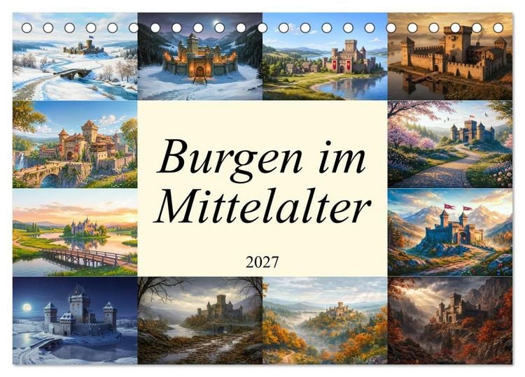 Produktbild: Burgen im Mittelalter (Tischkalender 2027 DIN A5 quer), CALVENDO Monatskalender