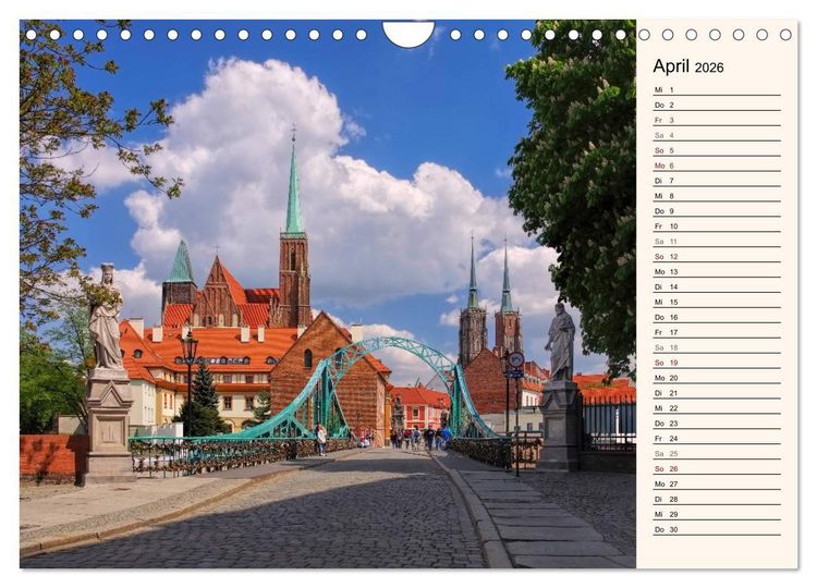 Produktbild: Breslau - Schlesiens Herz an der Oder (Wandkalender 2026 DIN A4 quer), CALVENDO Monatskalender