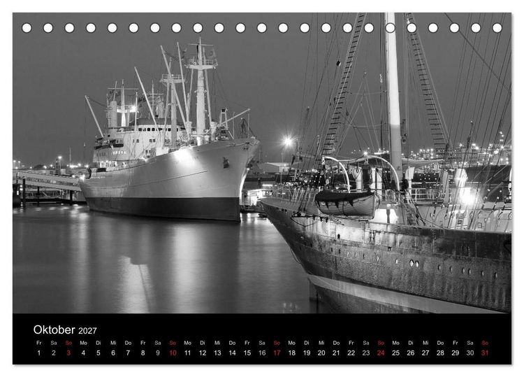 Produktbild: Hamburg monochrome Impressionen (Tischkalender 2027 DIN A5 quer), CALVENDO Monatskalender