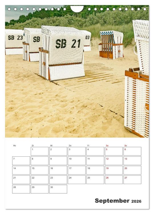 Produktbild: Usedom - Terminplaner (Wandkalender 2026 DIN A4 hoch), CALVENDO Monatskalender