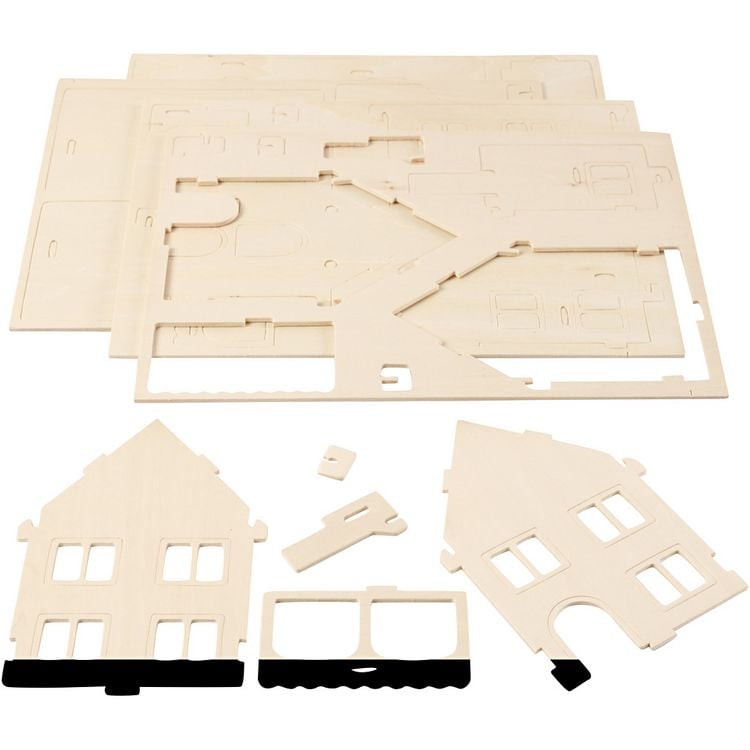Produktbild: Creativ Company 3D-Figuren zum Zusammensetzen, Haus mit Veranda, Gr&ouml;&szlig;e 22,5x16x17,5, 1 Stk