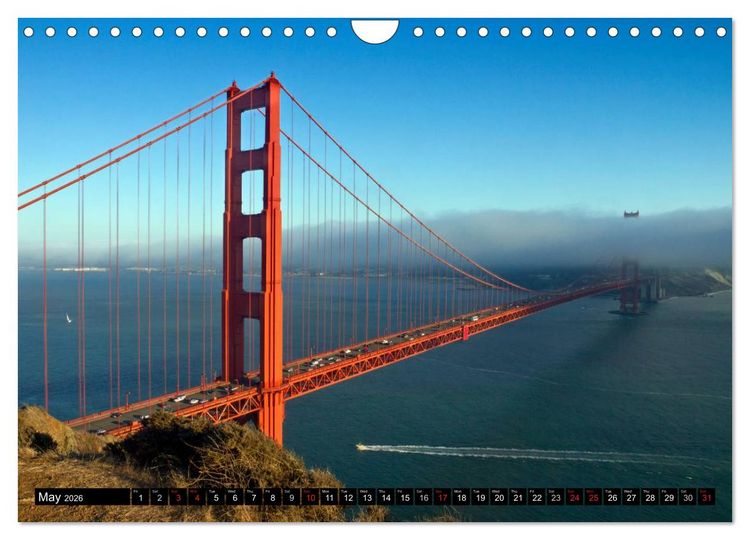 Produktbild: GOLDEN GATE BRIDGE Fascinating San Francisco (Wall Calendar 2026 DIN A4 landscape), CALVENDO 12 Month Wall Calendar
