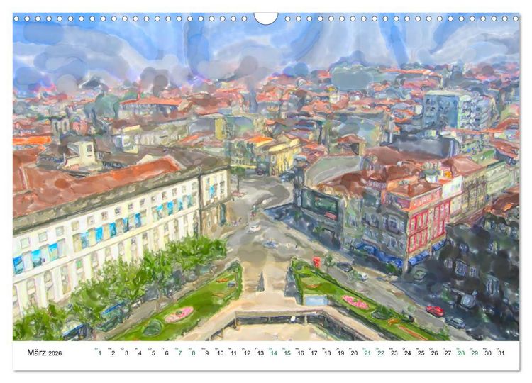 Produktbild: Porto - Ansichten in Aquarell (Wandkalender 2026 DIN A3 quer), CALVENDO Monatskalender