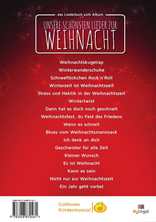 Produktbild: Cottbuser Kindermusical: Unsere sch&ouml;nsten Lieder zur Weihnacht
