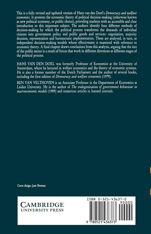 Produktbild: Democracy and Welfare Economics