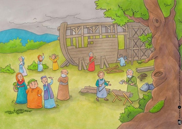 Produktbild: Noah baut ein Boot f&uuml;r alle Tiere. Kamishibai Bildkartenset