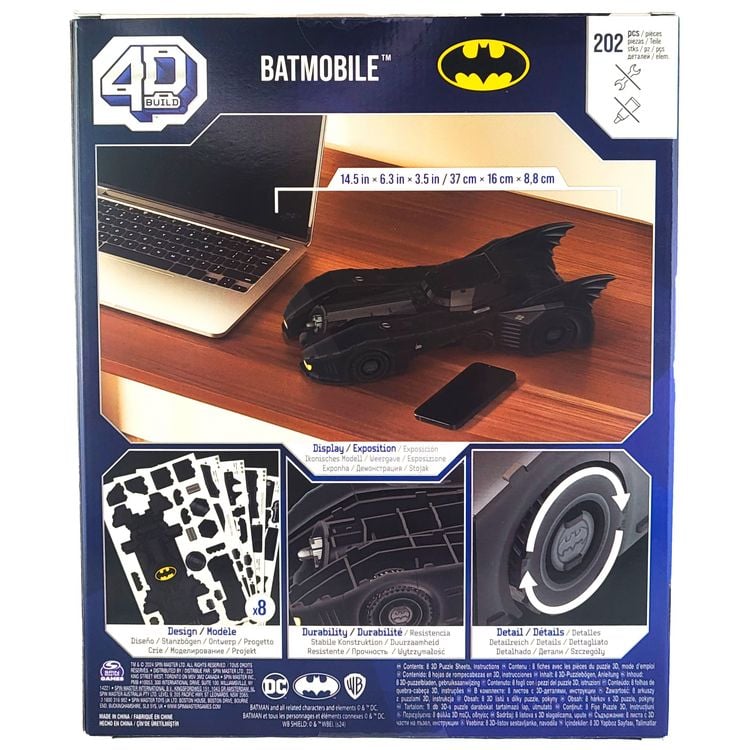 Produktbild: 4D Build - Batmobile - detailreicher 3D-Modellbausatz aus hochwertigem Karton, 202 Teile, f&uuml;r Batman Fans ab 12 Jahren