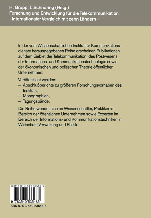 Produktbild: Forschung und Entwicklung f&uuml;r die Telekommunikation &mdash; Internationaler Vergleich mit zehn L&auml;ndern &mdash;
